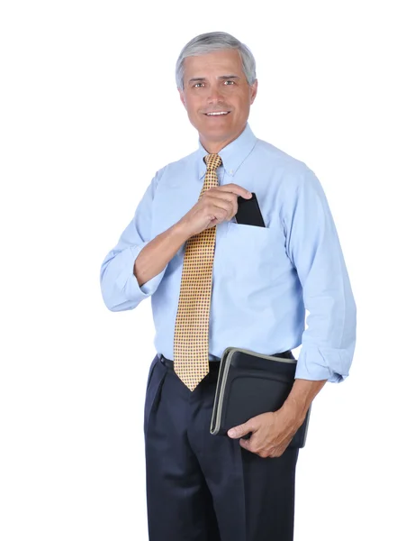 Affärsman med pda i ficka — Stockfoto