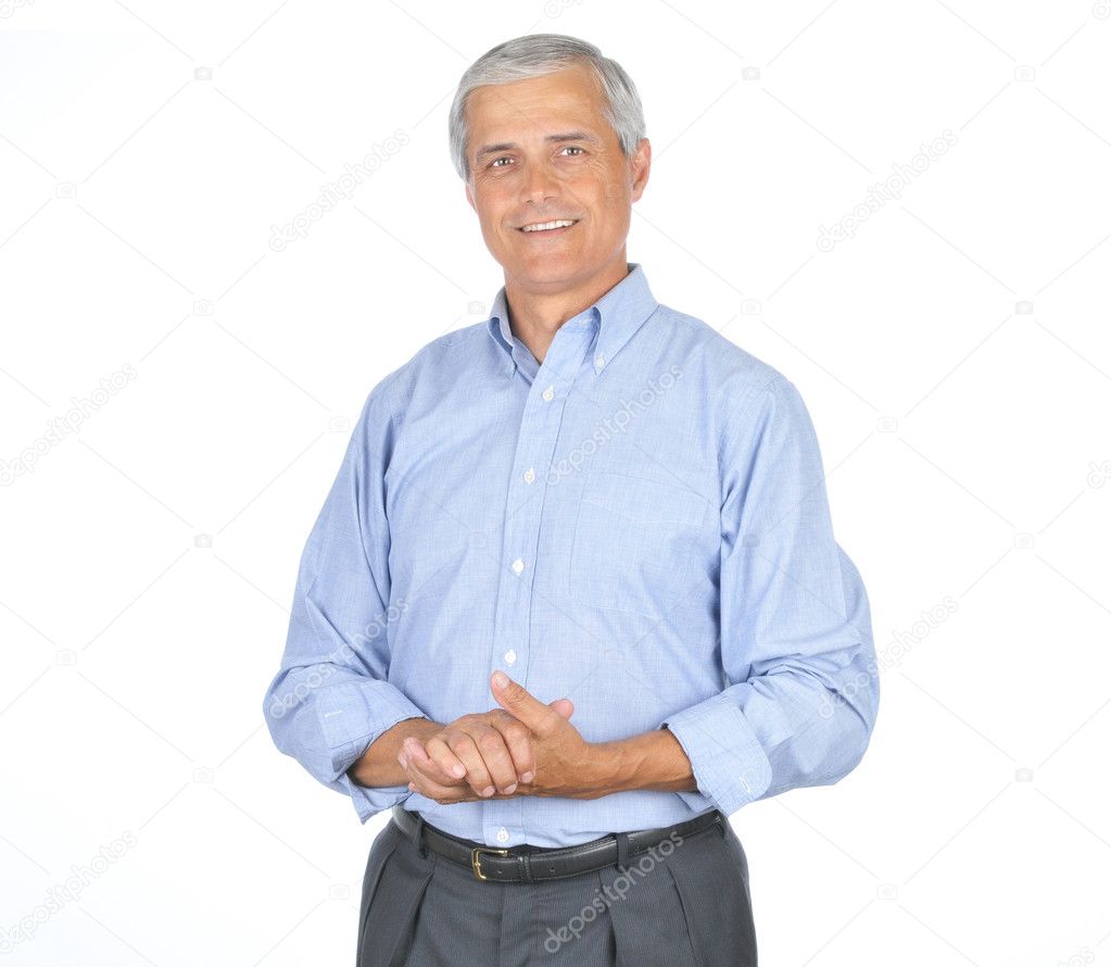 Businessman in Blue Shirt Smiling