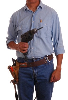 Carpenter with drill clipart