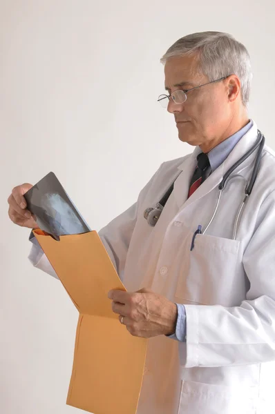Dokter kijkt naar een röntgenfoto — Stockfoto