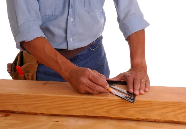 Linha de corte de marcação de carpinteiro — Fotografia de Stock