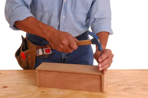 Carpenter setting nail — Stock Photo, Image