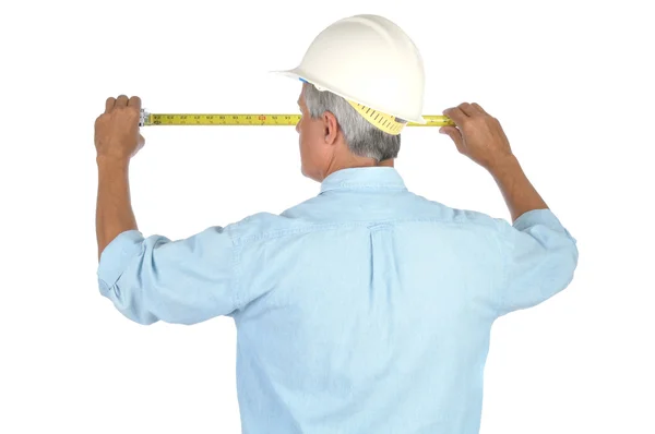 建筑工人测量 — 图库照片