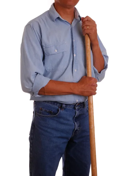 Чоловік у джинсах та трубці — стокове фото