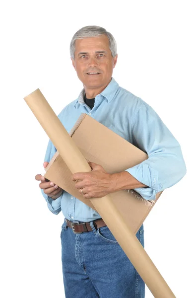 Smiling Deliveryman con paquetes — Foto de Stock