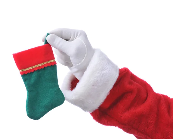 Weihnachtsmann mit kleinem Strumpf — Stockfoto