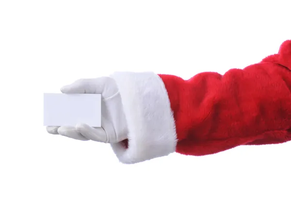 Santa gospodarstwa puste białe karty — Zdjęcie stockowe