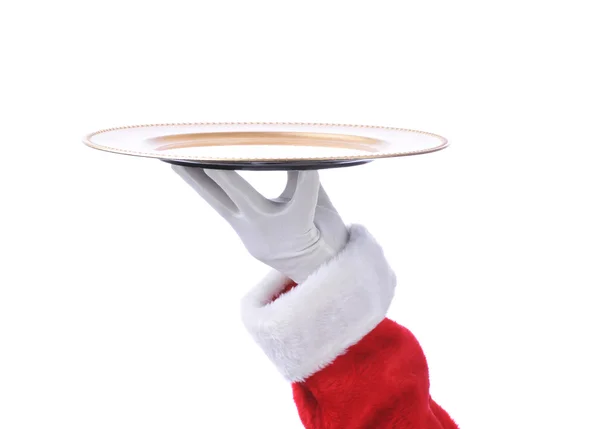 Santa Holding Serving Tray — Stock Photo, Image