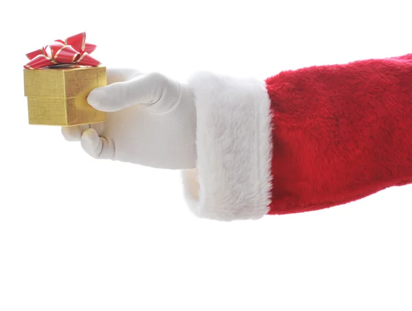 Santa Holding Gold Presente — Foto Stock