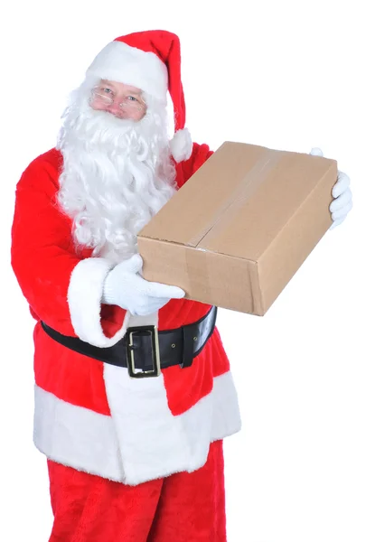 Weihnachtsmann liefert Paket — Stockfoto