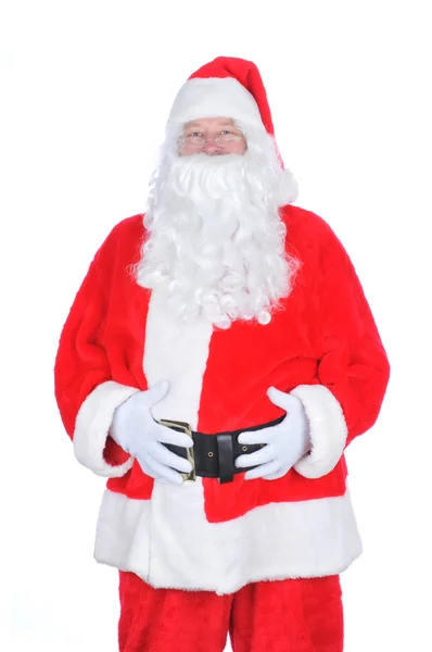 Santa claus met zijn handen op een buik — Stockfoto
