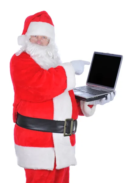 Santa Claus Pointing at Laptop — Stock Photo, Image