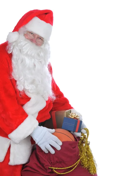 Санта-Клаус с мешком подарков — стоковое фото