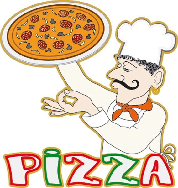Chef com a pizza —  Vetores de Stock