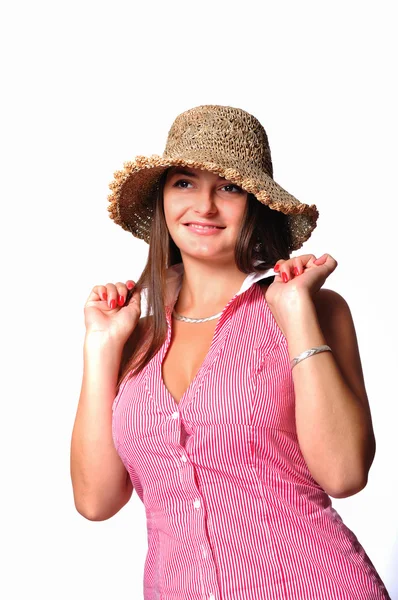 stock image Pretty young girl on white background