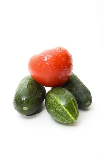 Cucumbers and tomato — Stock Photo, Image