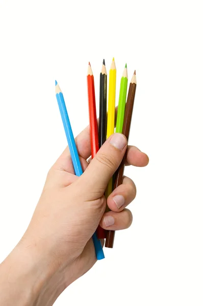 Hand mit Bleistiften — Stockfoto