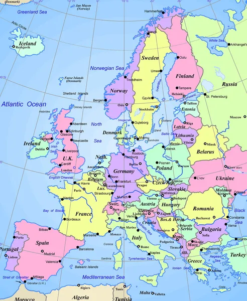 Mapa do continente europeu — Fotografia de Stock