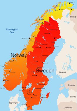 Norway and Sweden map clipart