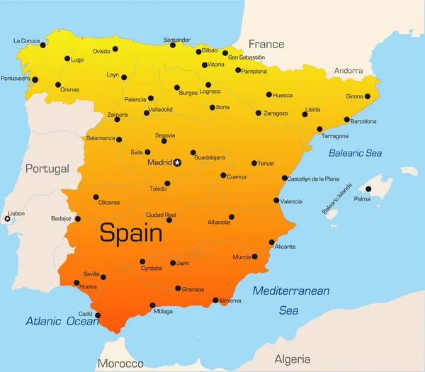 España Mapa — Archivo Imágenes Vectoriales