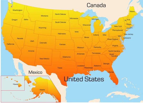 Kaart Verenigde Staten — Stockvector