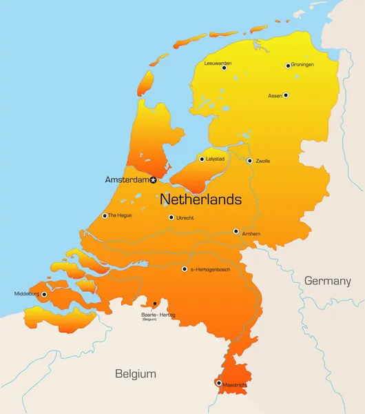 Paesi Bassi mappa — Vettoriale Stock