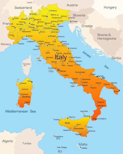 Italia Mapa — Archivo Imágenes Vectoriales
