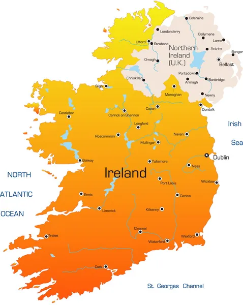 Irlandkarte — Stockvektor