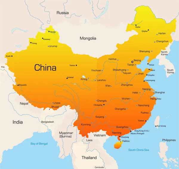 China Mapa — Vetor de Stock