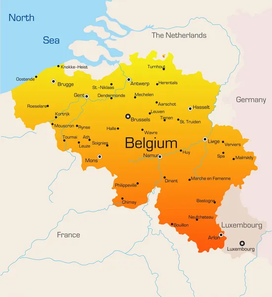 Belgio mappa — Vettoriale Stock