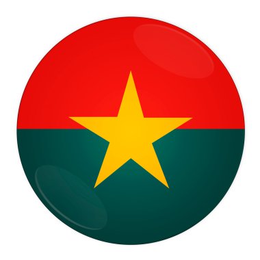 Burkina Faso button with flag clipart