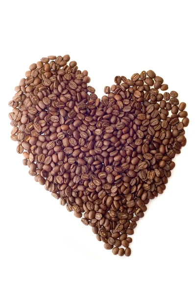 Kaffebönor som hjärta — Stockfoto