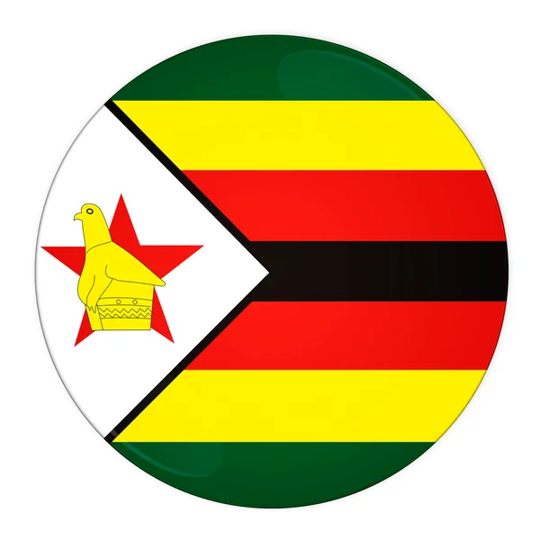 Botão Zimbabué com bandeira — Fotografia de Stock