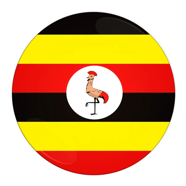 Uganda przycisk z flagą — Zdjęcie stockowe