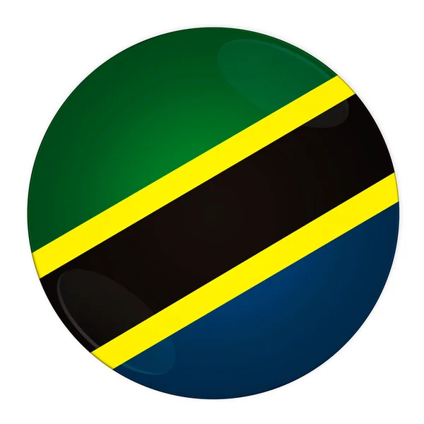 Botão Tanzânia com bandeira — Fotografia de Stock