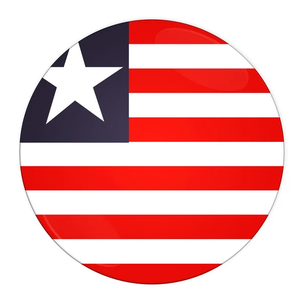 Botão Libéria com bandeira — Fotografia de Stock