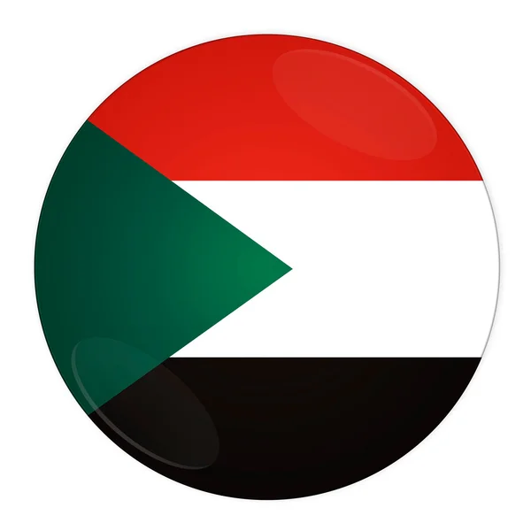 Sudão botão com bandeira — Fotografia de Stock