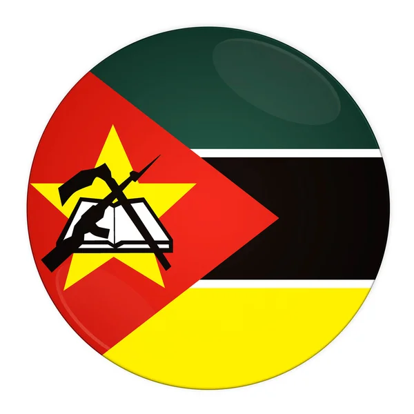 Кнопка Мозамбика с флагом — стоковое фото