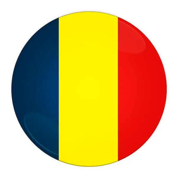 Botão do Chade com bandeira — Fotografia de Stock