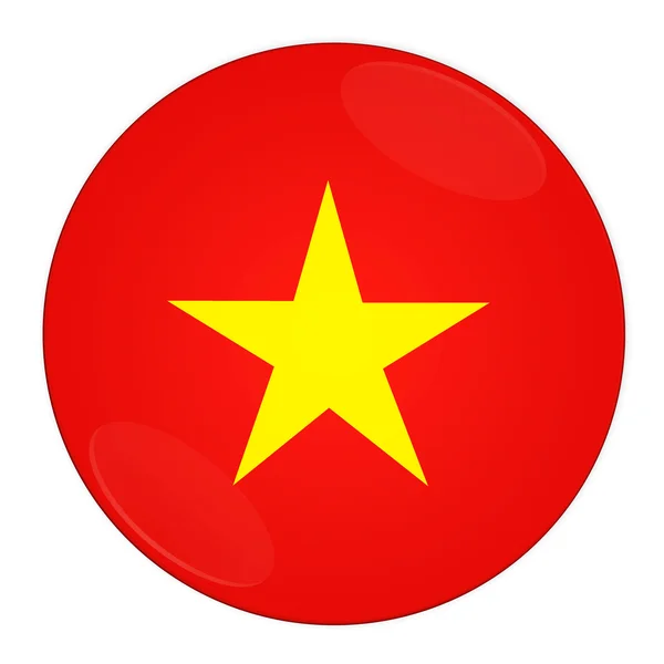 Vietnam düğmesi ile bayrak — Stok fotoğraf