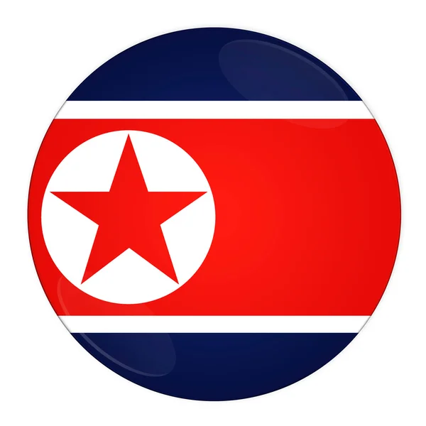Noord-korea knop met vlag — Stockfoto