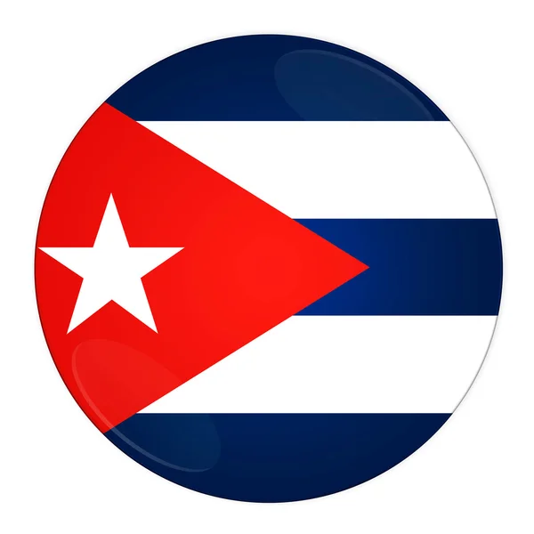 Küba düğmesi ile bayrak — Stok fotoğraf