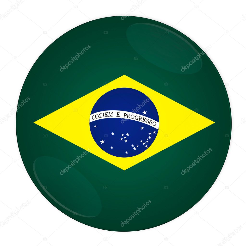 Abstract illustration: button with flag from Brazil country