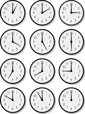 Vector clock faces clipart