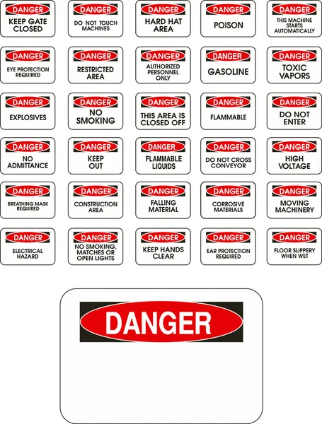 Signes de danger vectoriel rouge — Image vectorielle