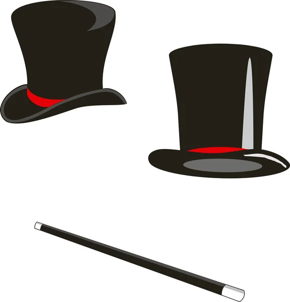 Чарівні капелюхи і тростина — стоковий вектор