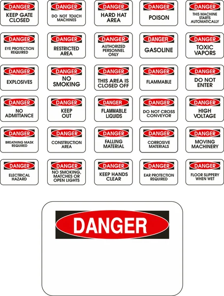 Red vector danger signs — Stock Vector