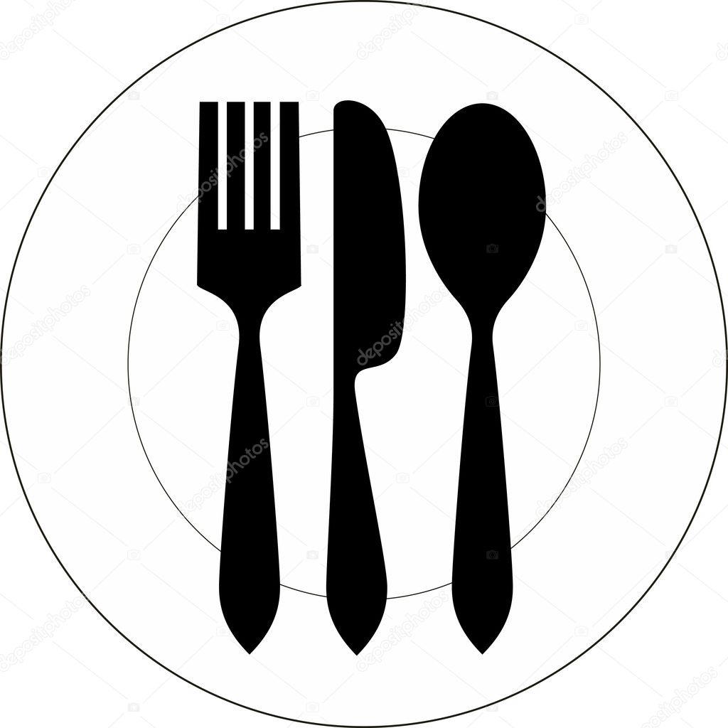 Plate with fork, knife and spoon