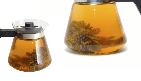 Teekanne mit Lotusblume chinesischer Tee — Stockfoto