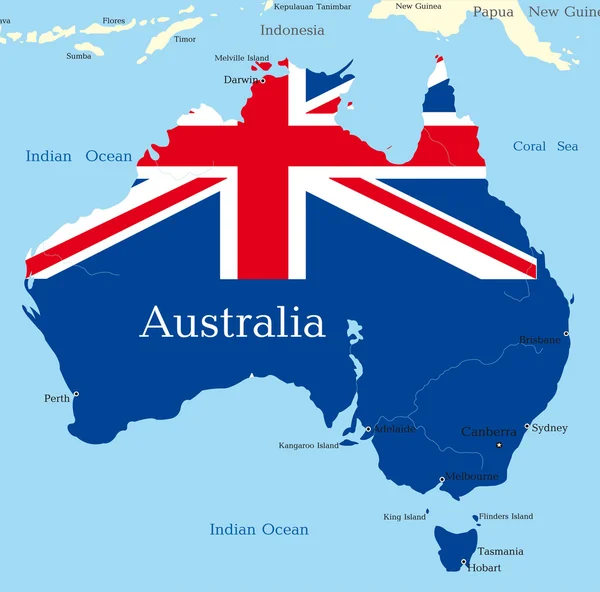 Mapa do continente australiano —  Vetores de Stock